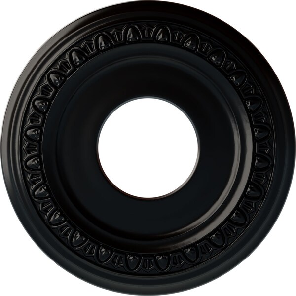 Ekena Millwork Jackson Ceiling Medallion (Fits Canopies up to 7 3/8"), 12 1/4"OD x 4"ID x 1 1/8"P, Jet Black CM12JABLF - main